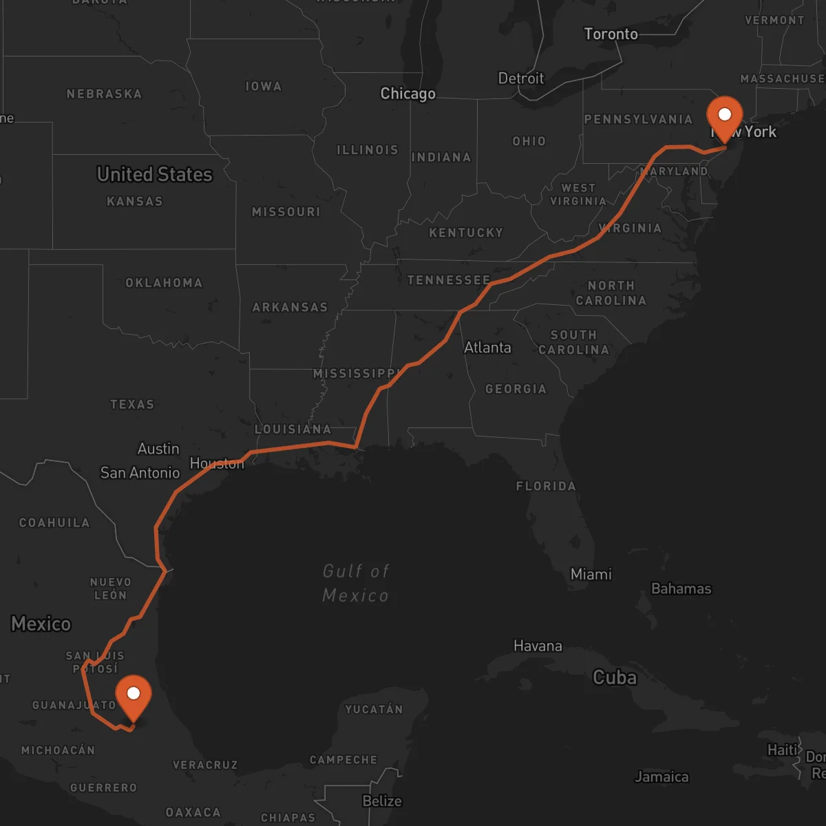Ruta Pachuca de Soto - Trenton