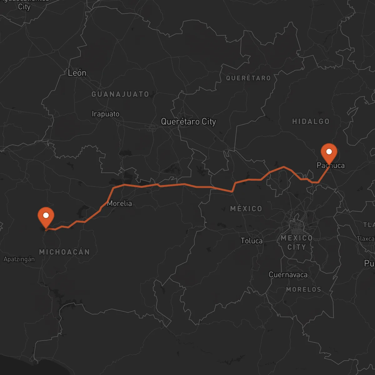 Ruta Uruapan - Pachuca de Soto