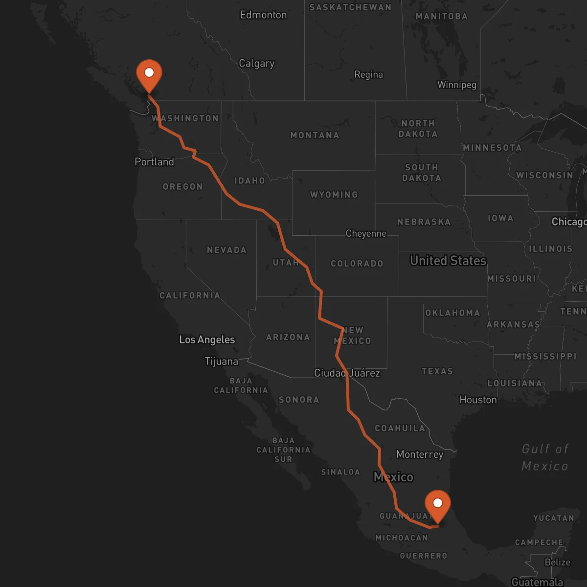 Ruta Pachuca de Soto - Vancouver