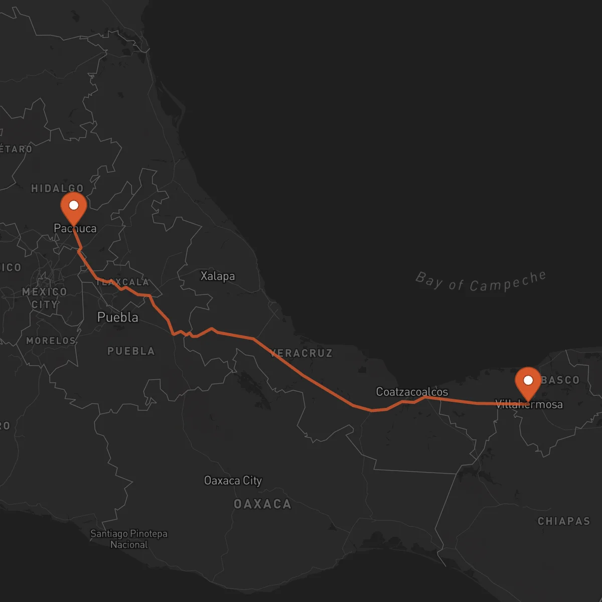 Ruta Pachuca de Soto - Villahermosa