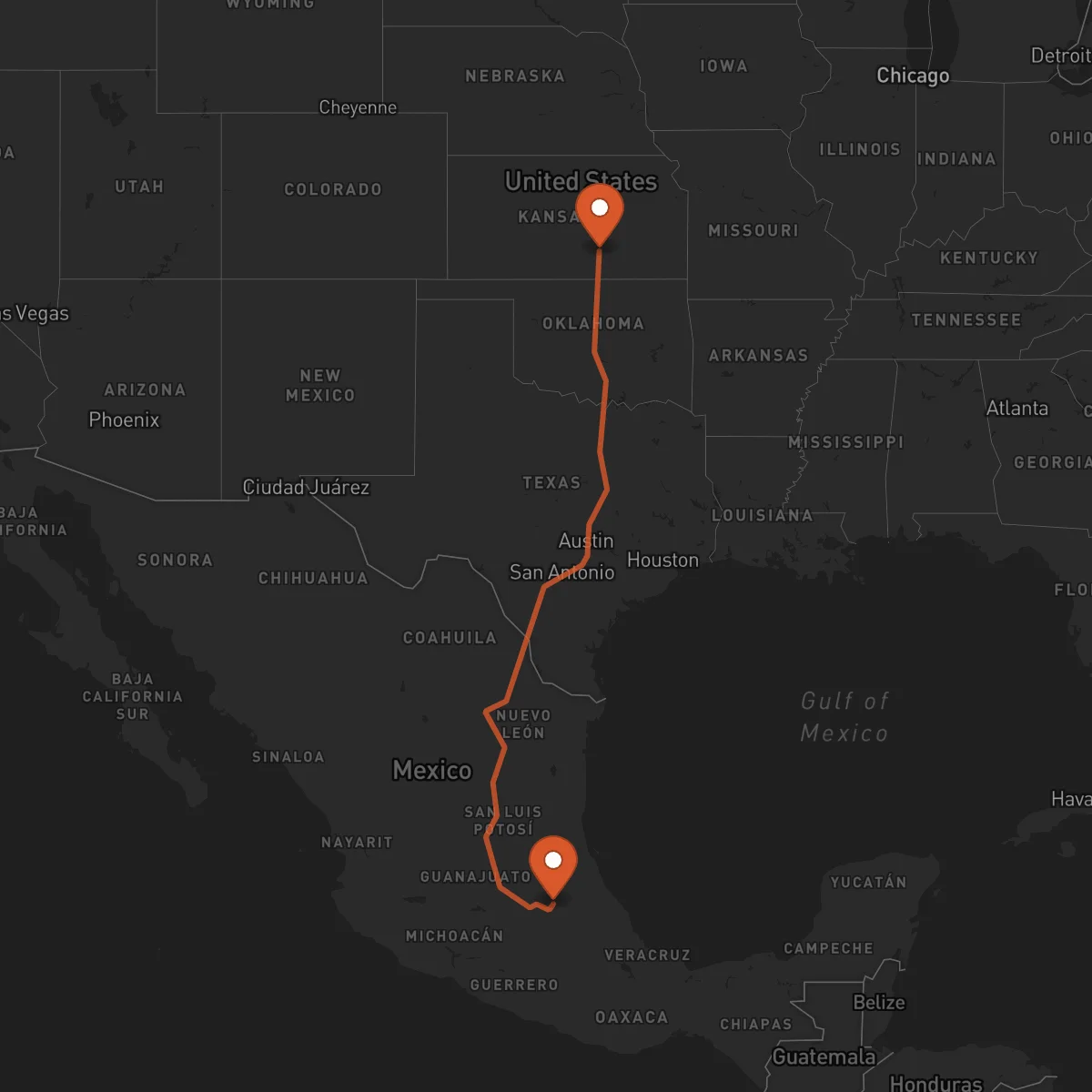 Ruta Pachuca de Soto - Wichita