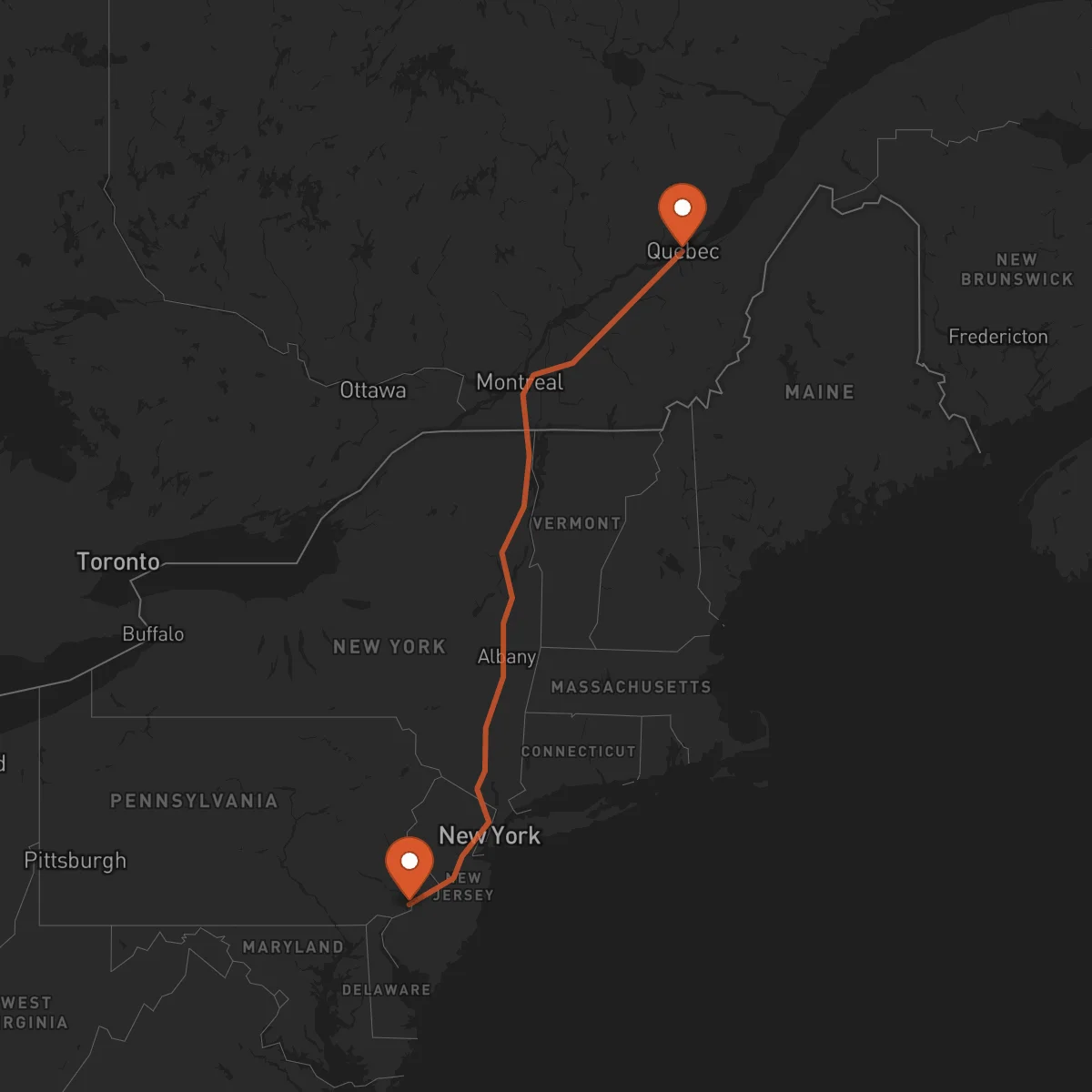 Ruta Philadelphie - Québec