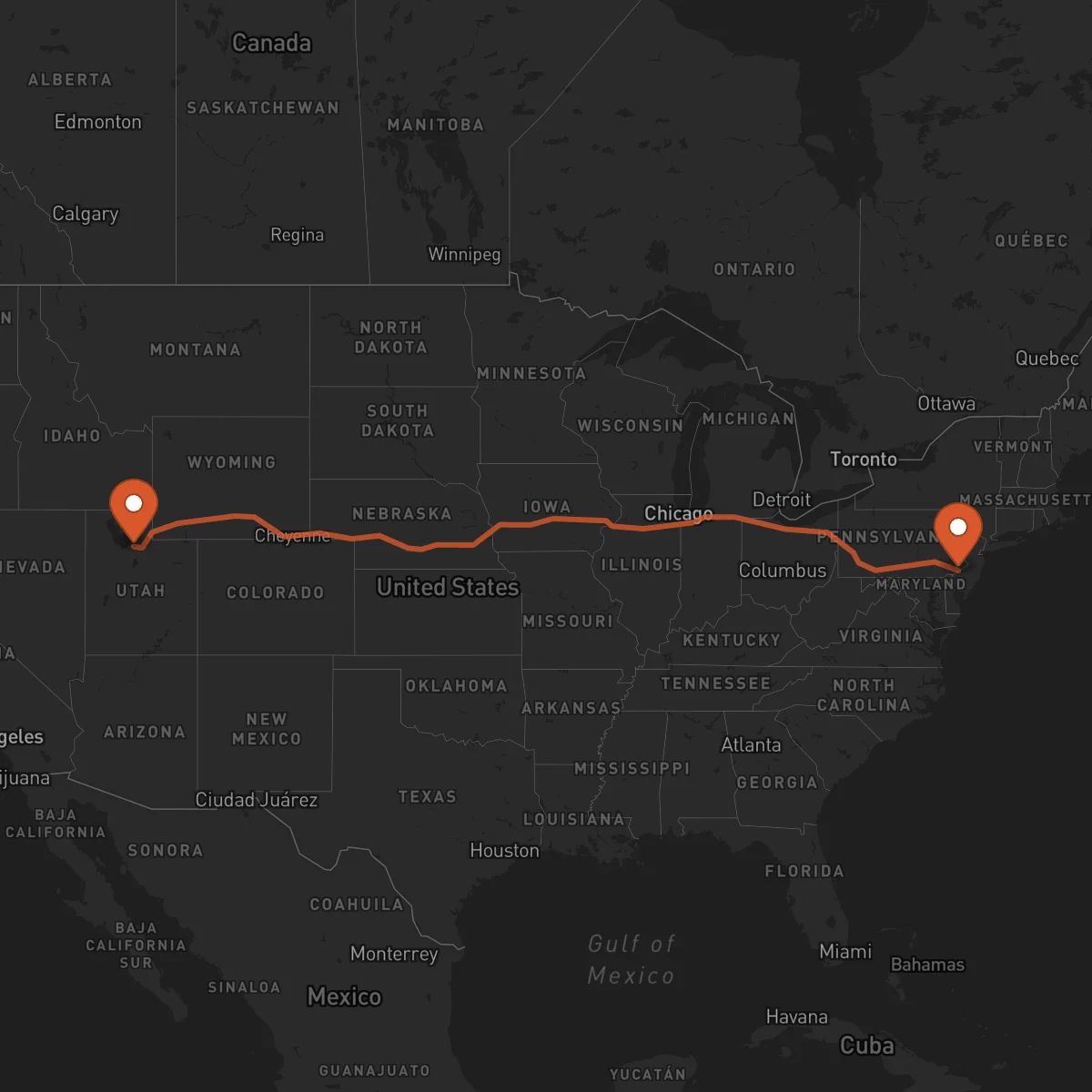 Ruta Philadelphia - Salt Lake City