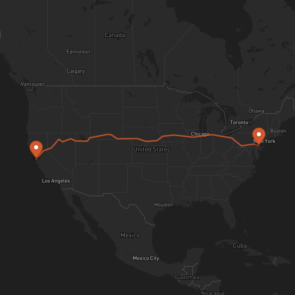 Ruta Philadelphia - San Francisco