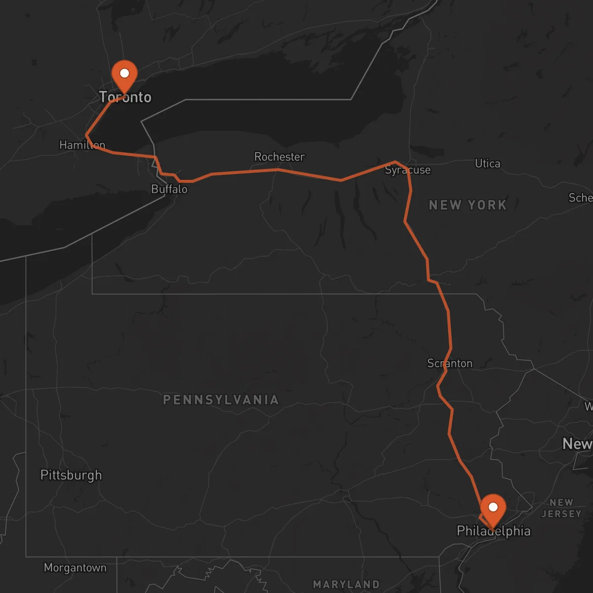 Ruta Toronto - Philadelphia