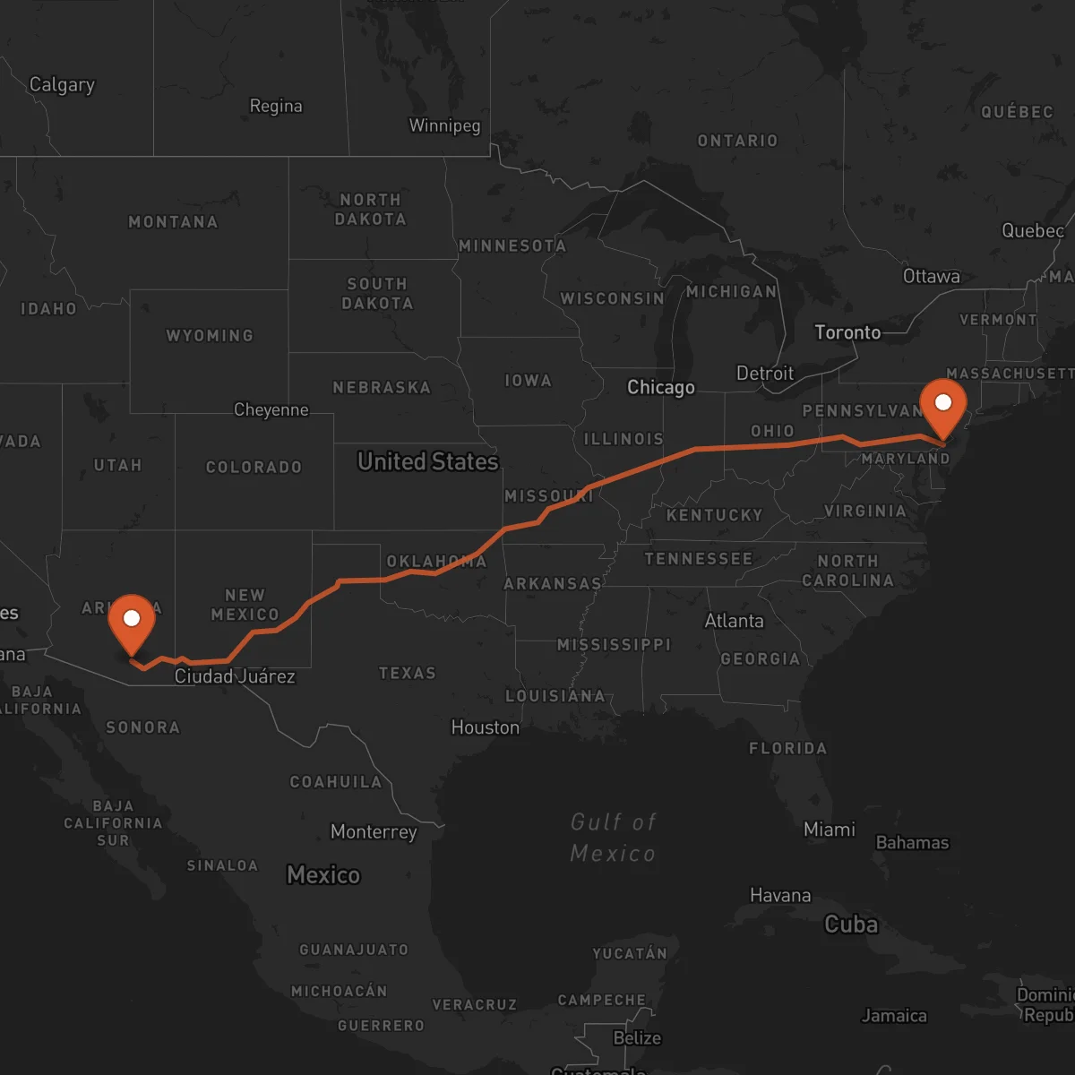 Ruta Tucson - Philadelphie