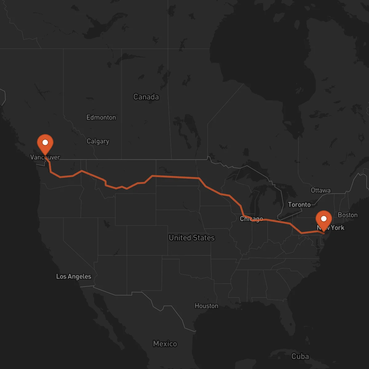 Ruta Vancouver - Philadelphia