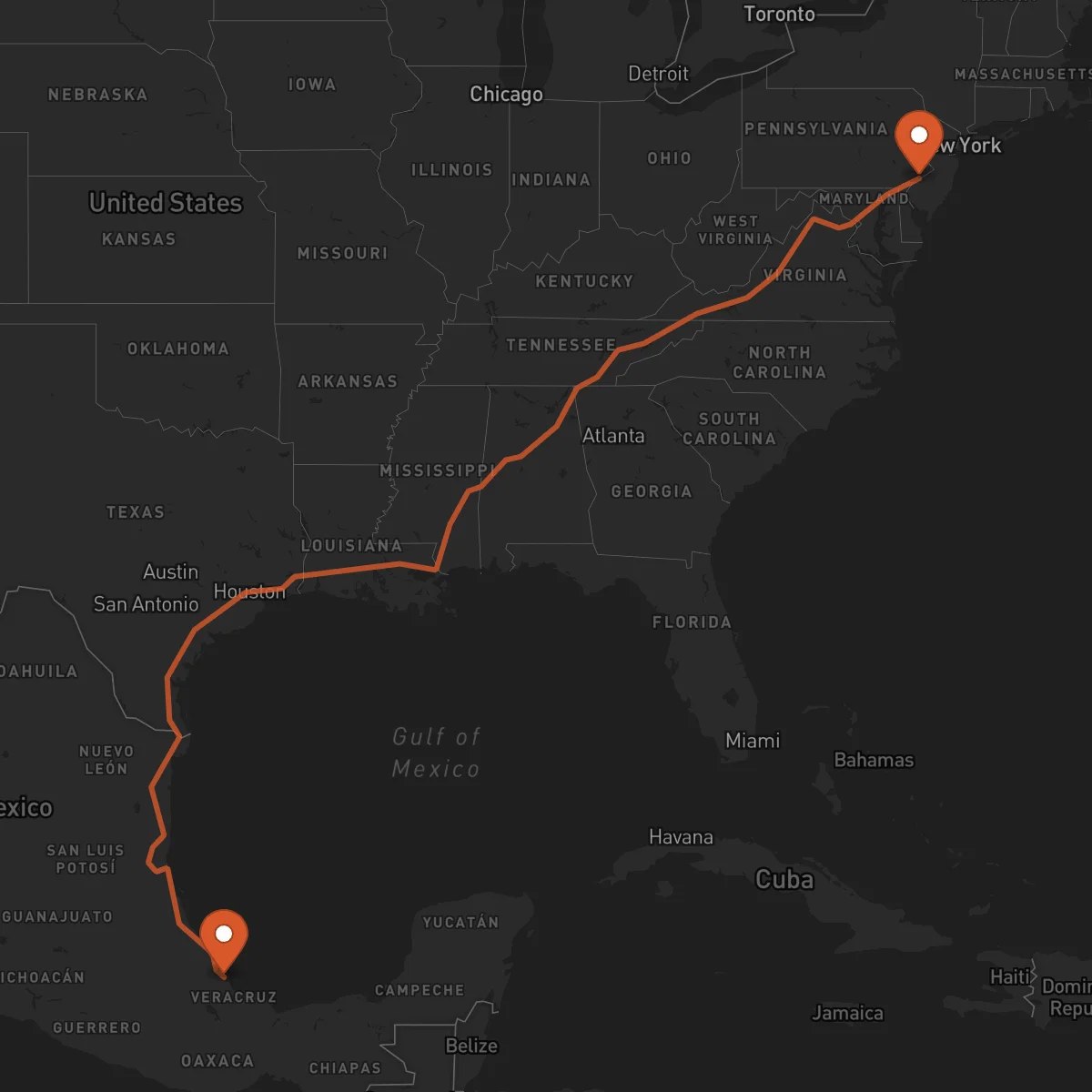 Ruta Veracruz - Philadelphia