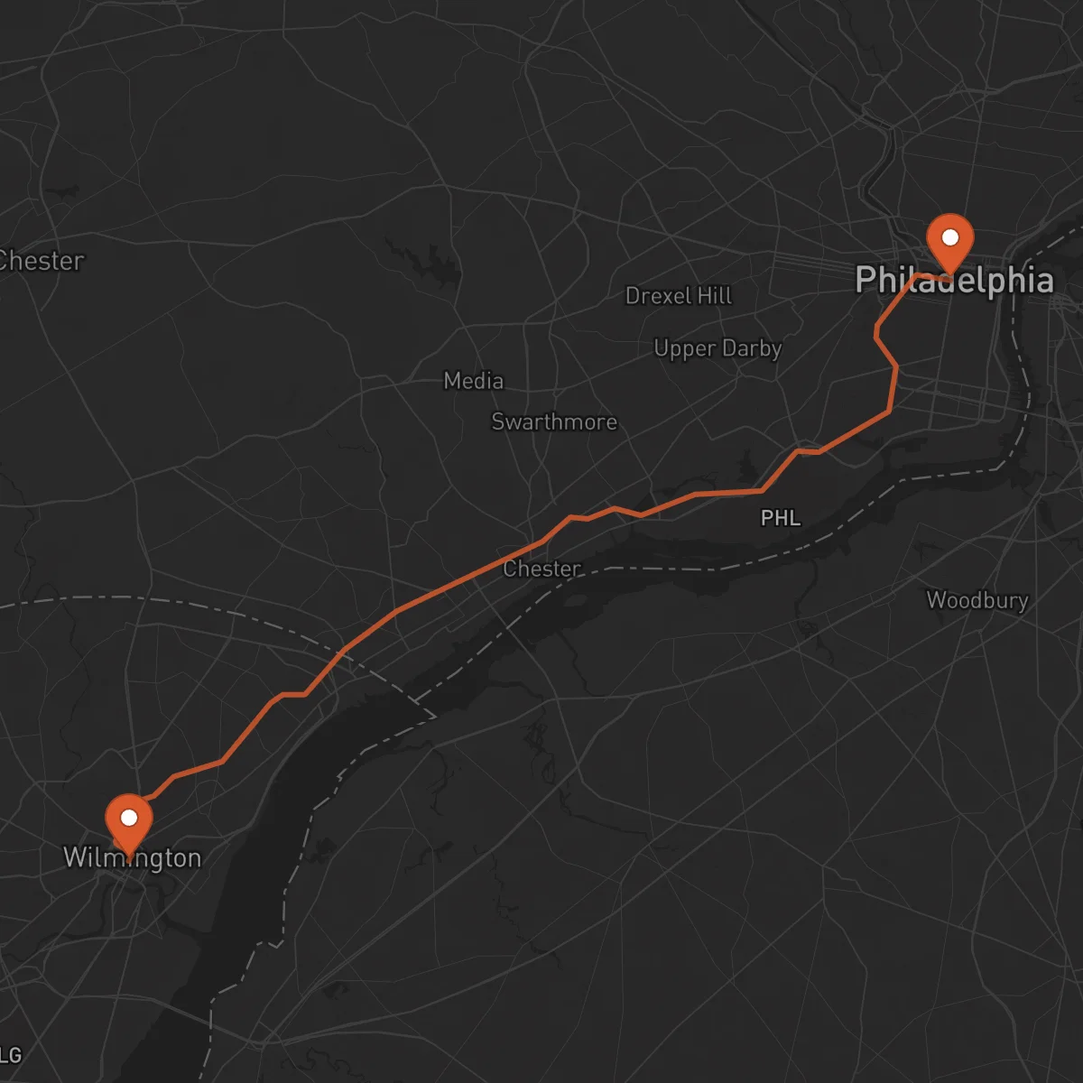 Ruta Philadelphia - Wilmington