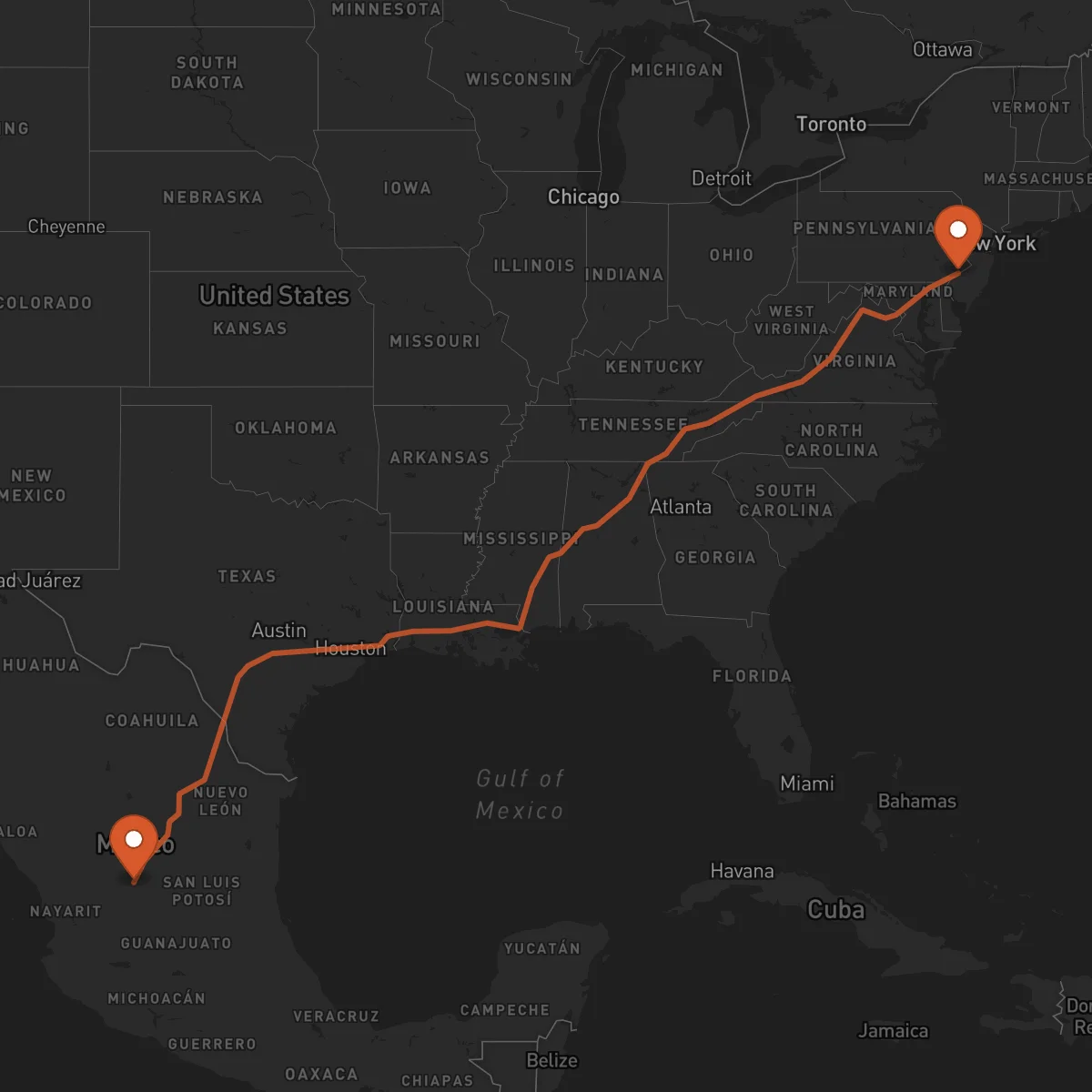 Ruta Zacatecas - Philadelphia