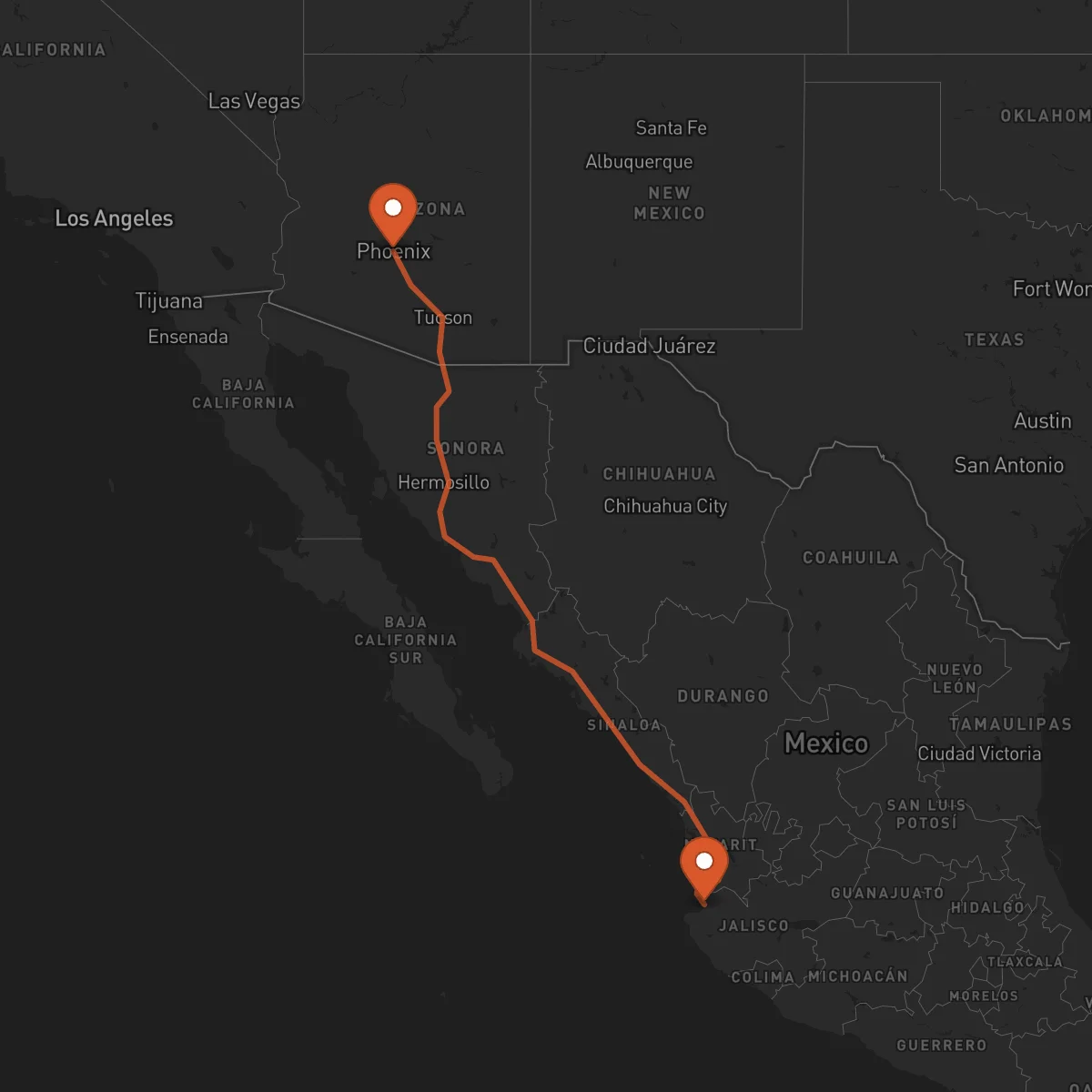 Ruta Puerto Vallarta - Phoenix