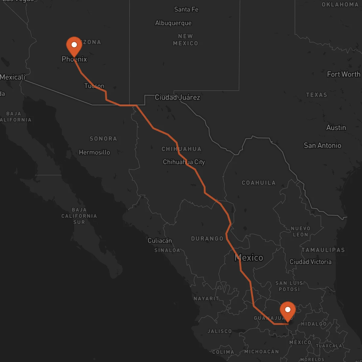 Ruta Santiago de Querétaro - Phoenix