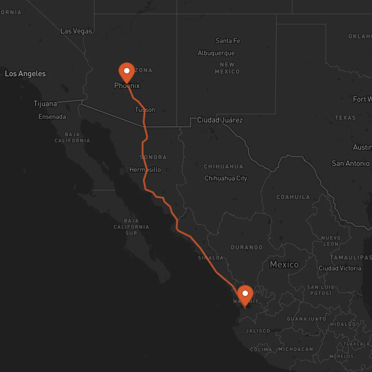 Ruta Tepic - Phoenix