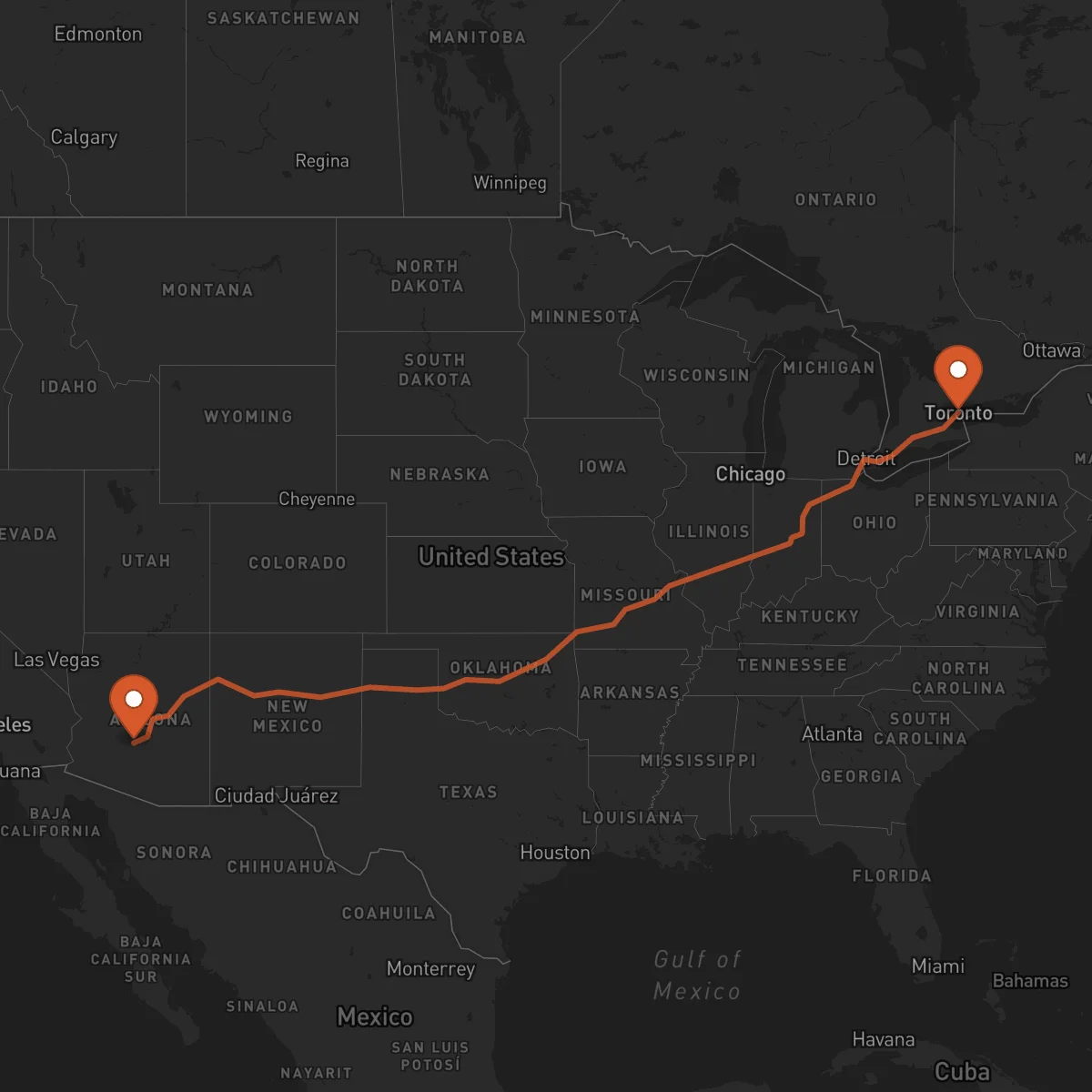 Ruta Toronto - Phoenix