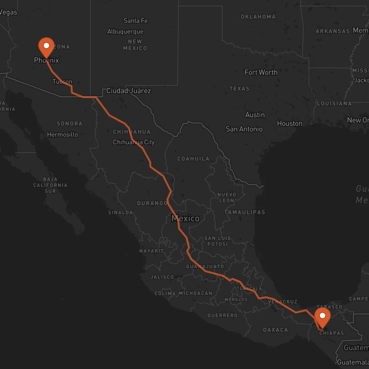 Ruta Phoenix - Tuxtla Gutiérrez