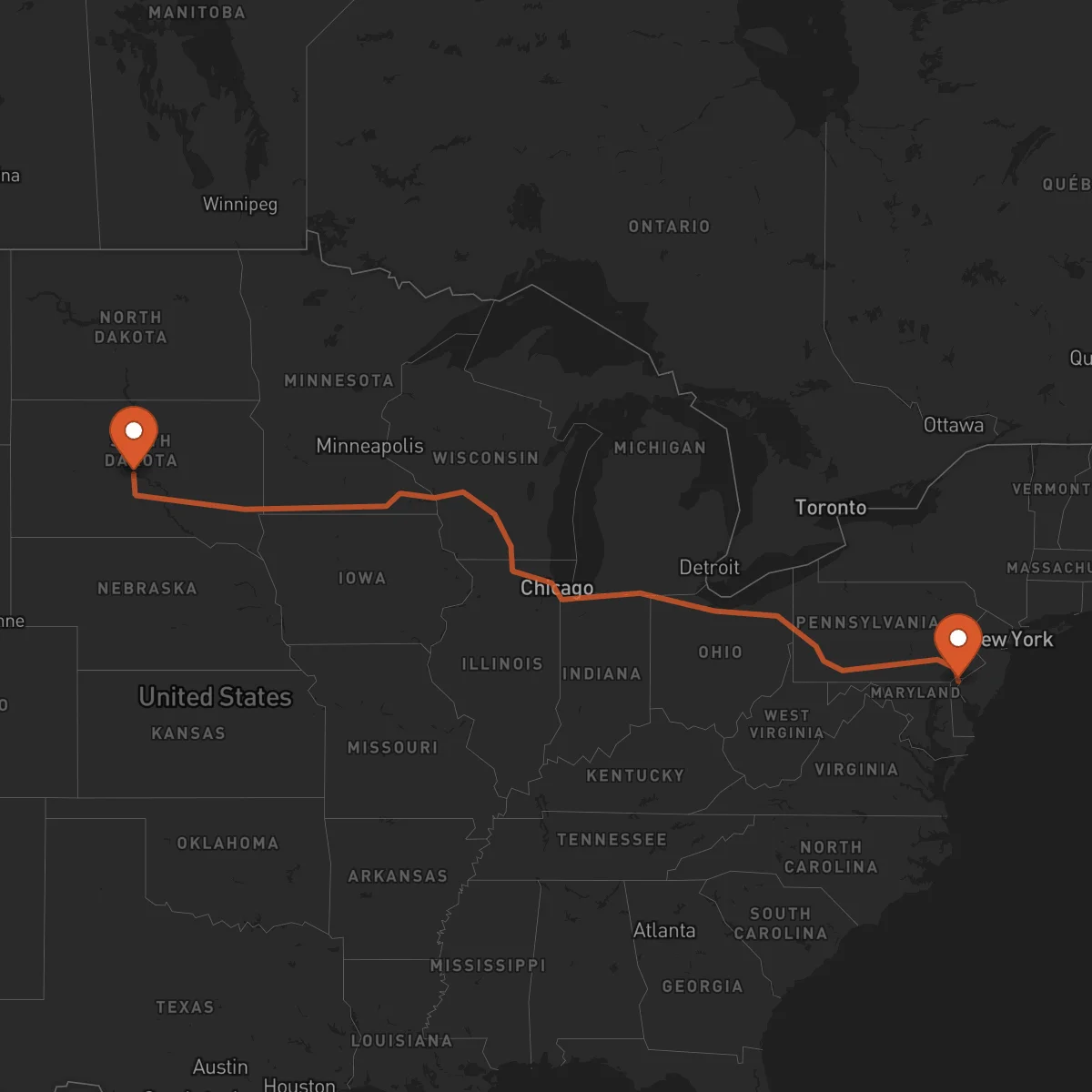 Ruta Wilmington - Pierre