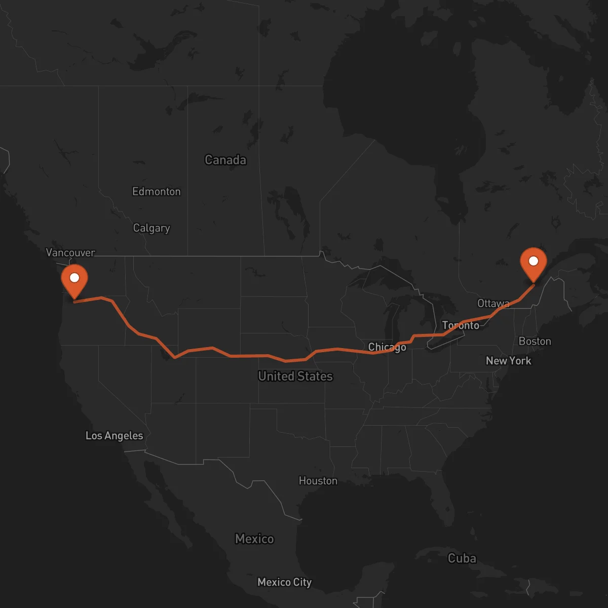 Ruta Portland - Québec