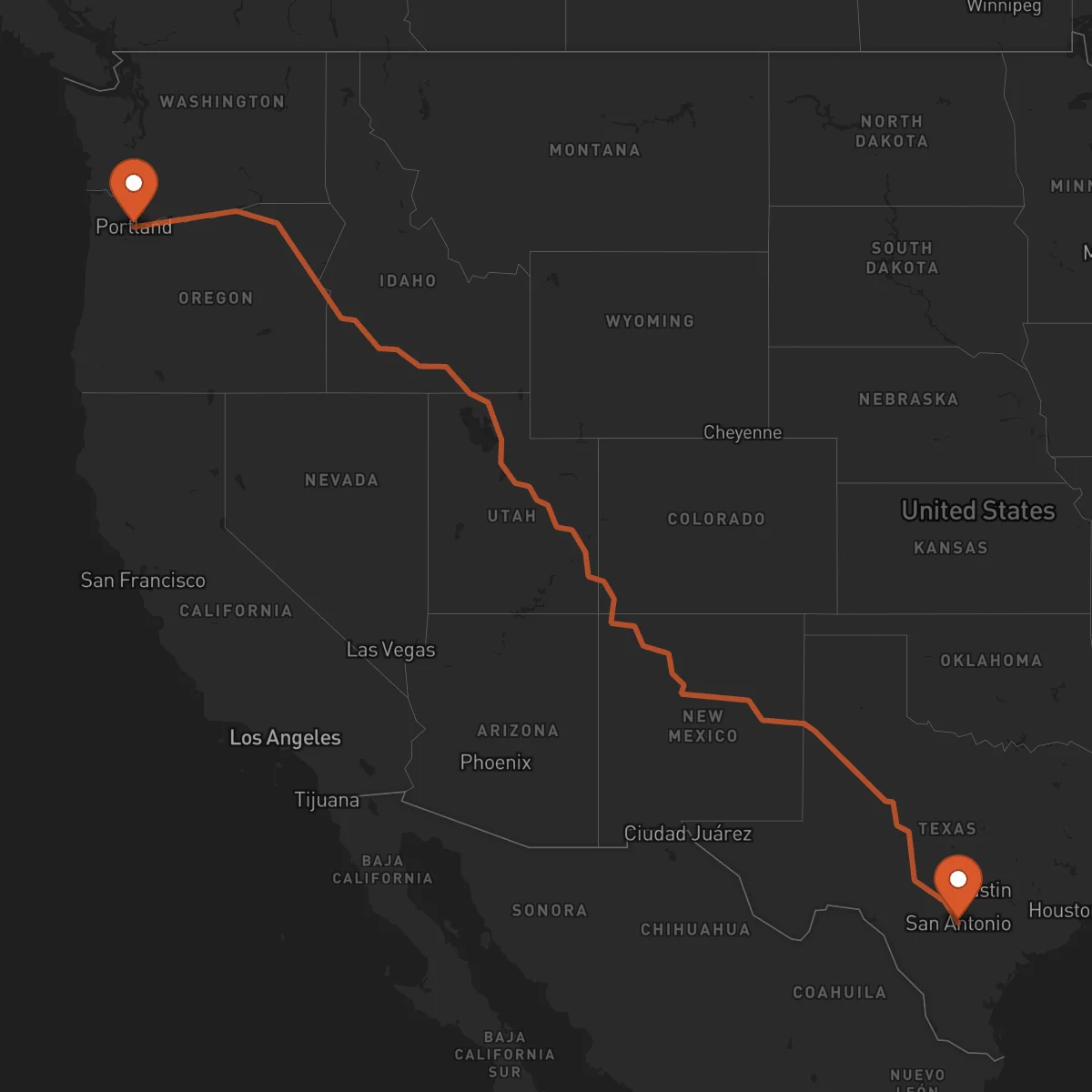 Ruta Portland - San Antonio