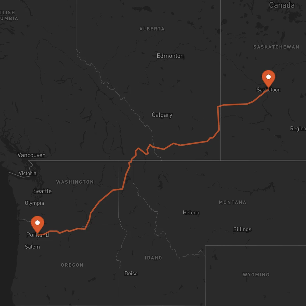 Ruta Portland - Saskatoon