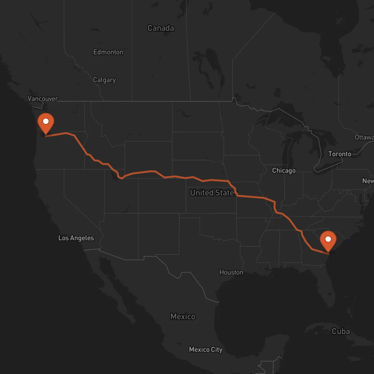Ruta Savannah - Portland