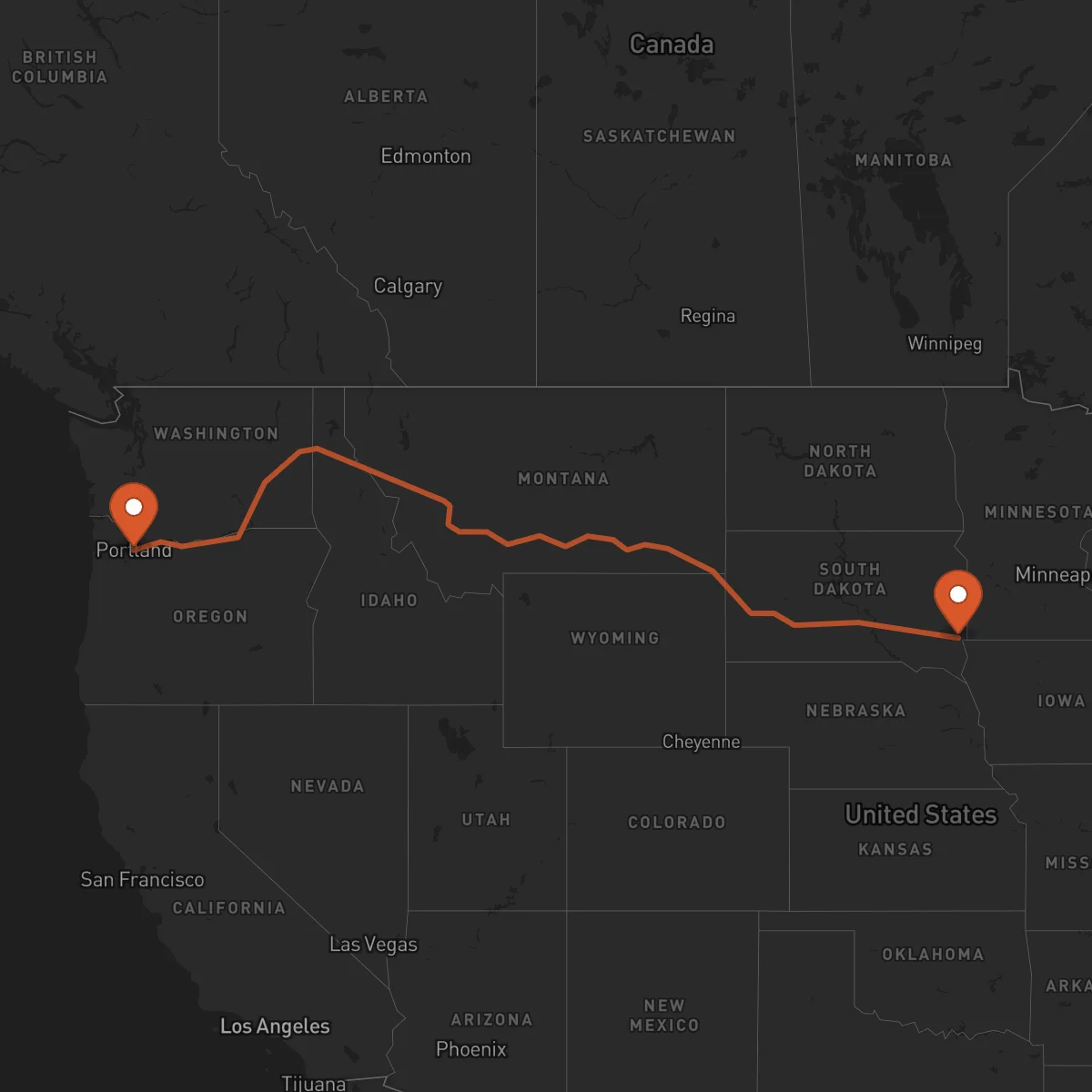 Ruta Portland - Sioux Falls