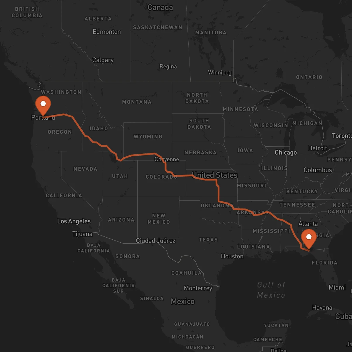 Ruta Portland - Tallahassee