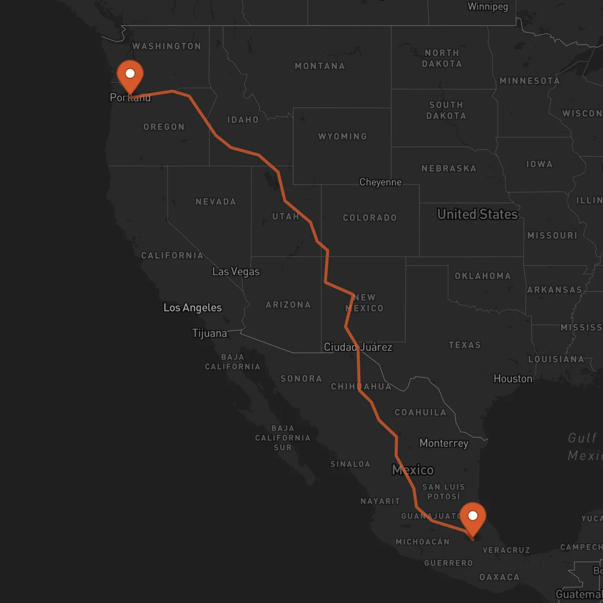 Ruta Portland - Tlaxcala de Xicohténcatl