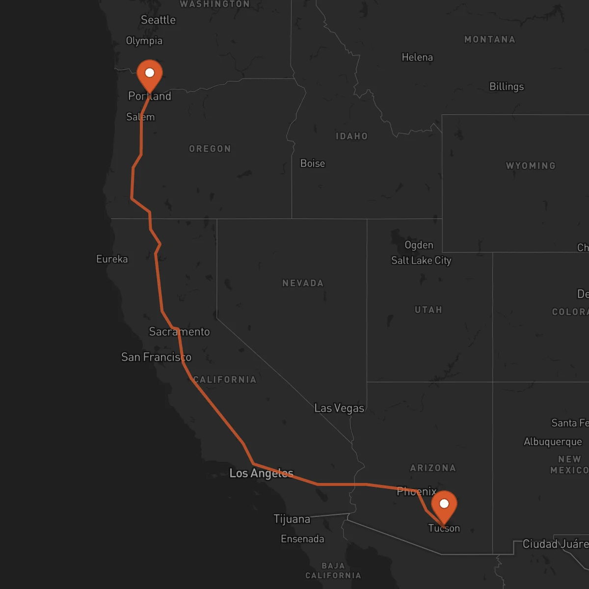 Ruta Portland - Tucson