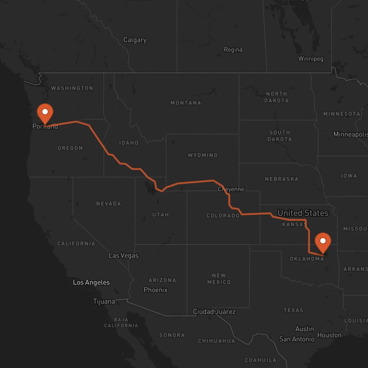 Ruta Tulsa - Portland