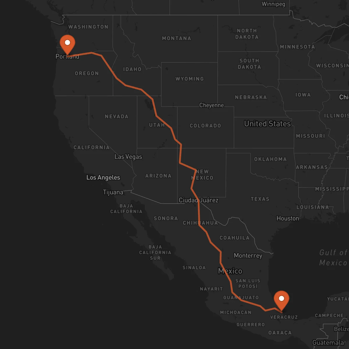 Ruta Veracruz - Portland