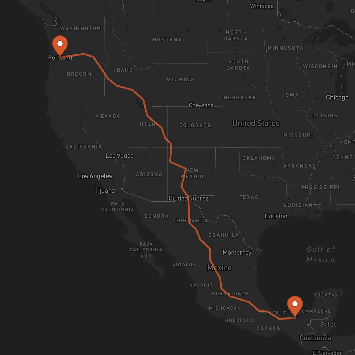 Ruta Portland - Villahermosa