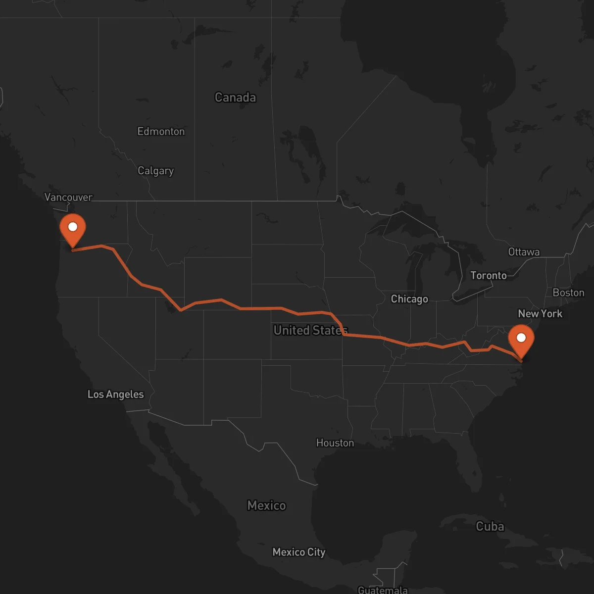 Ruta Portland - Virginia Beach