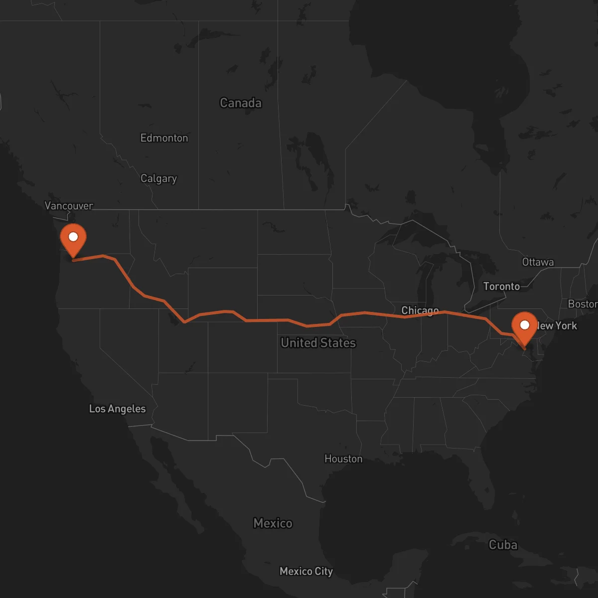 Ruta Washington D.C. - Portland