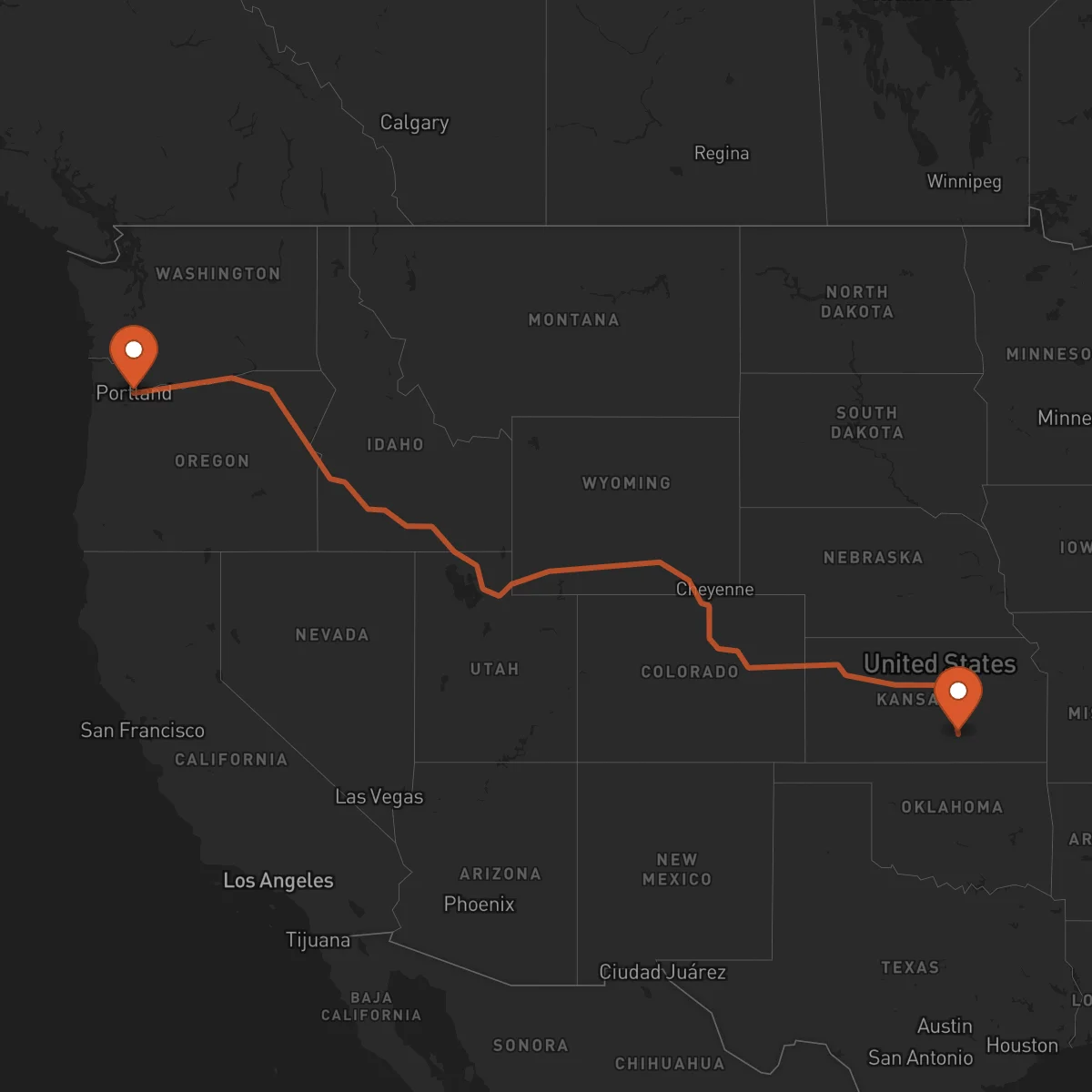 Ruta Wichita - Portland