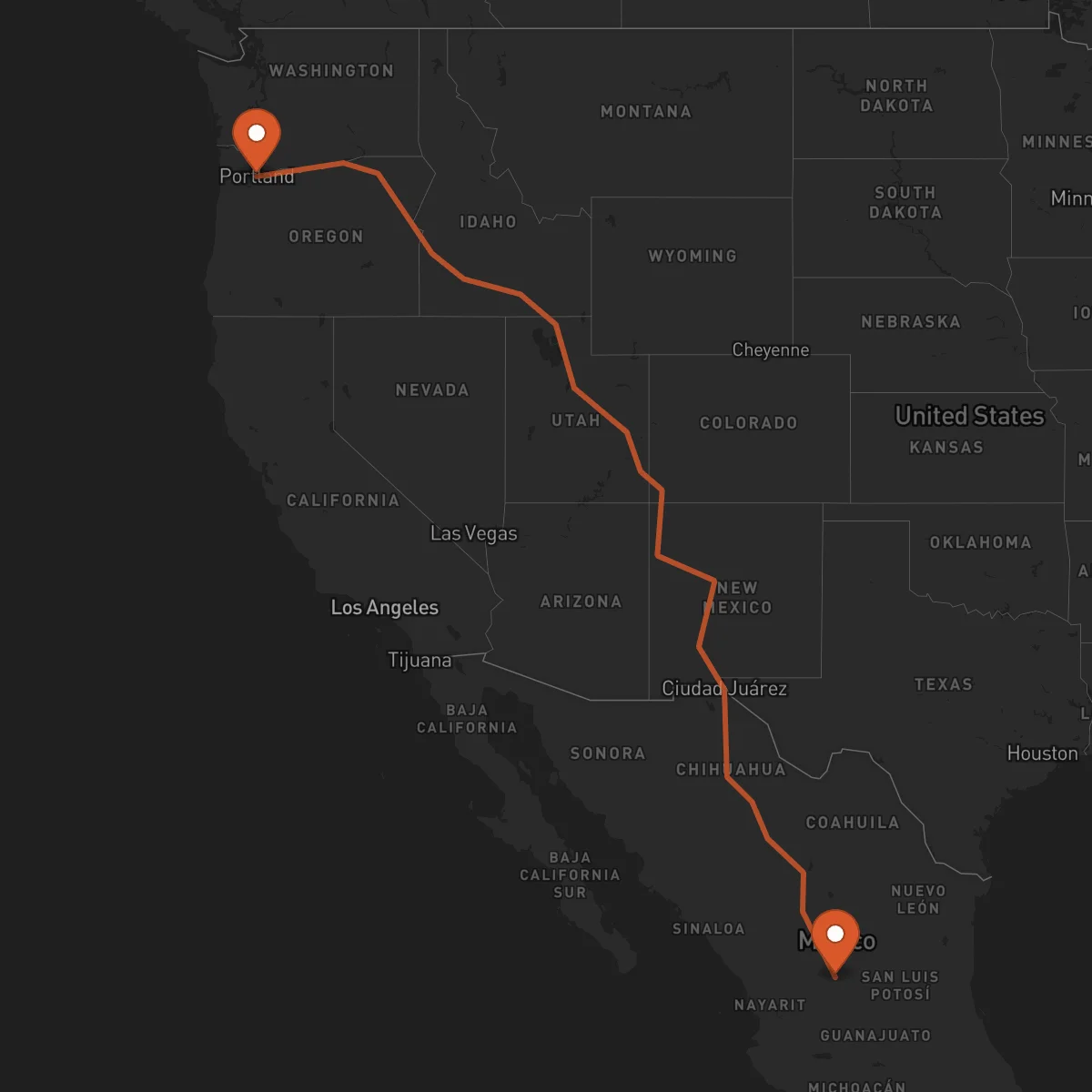 Ruta Zacatecas - Portland