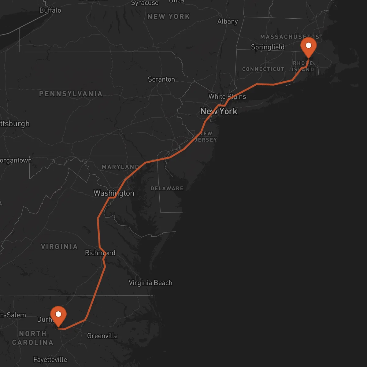 Ruta Raleigh - Providence