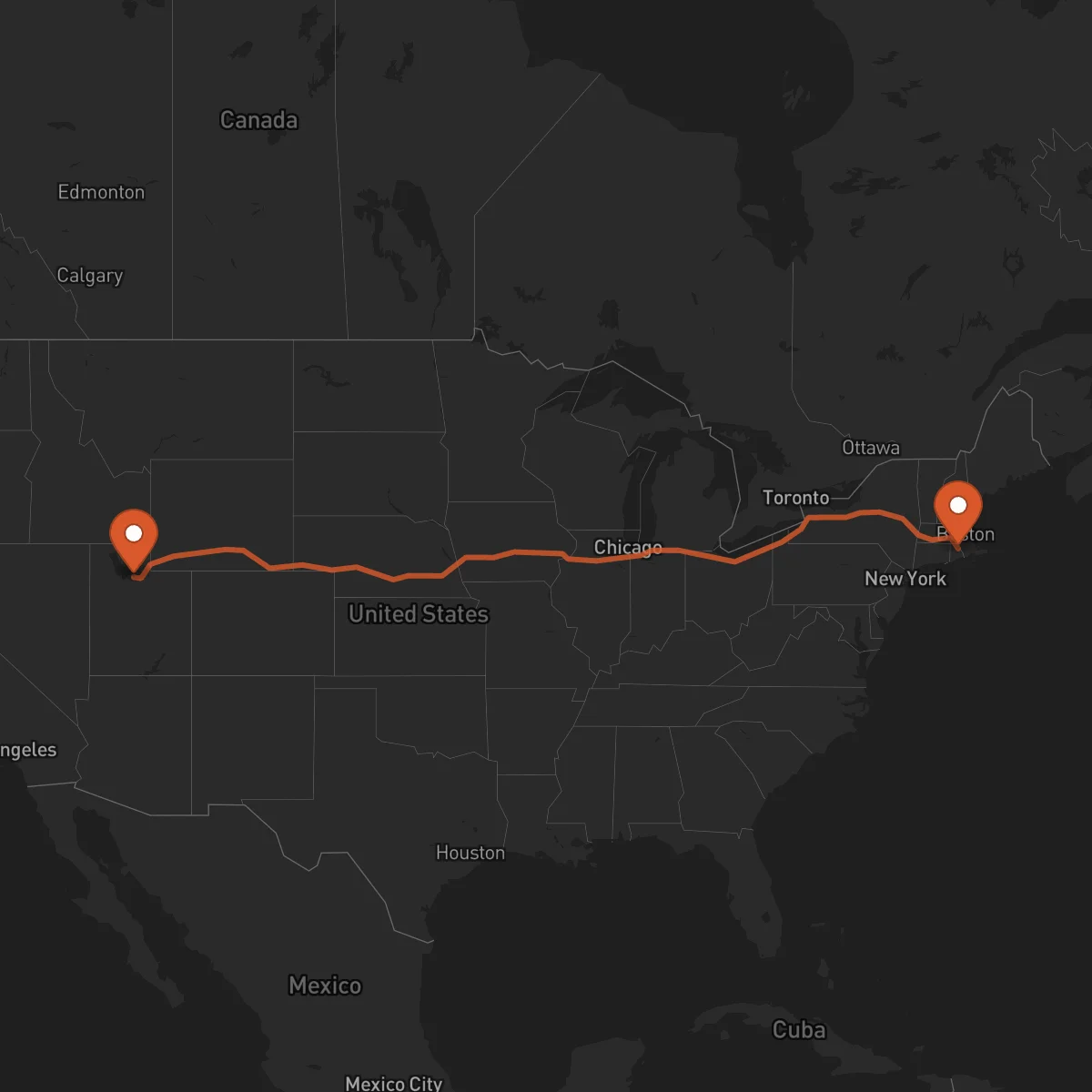 Ruta Providence - Salt Lake City
