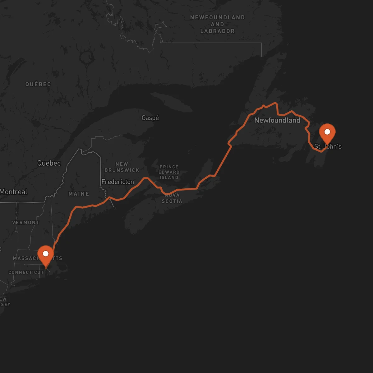 Ruta Providence - San Juan de Terranova (St. John's)