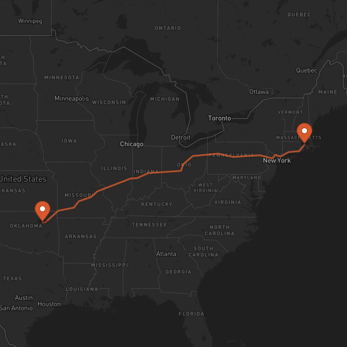 Ruta Providence - Tulsa