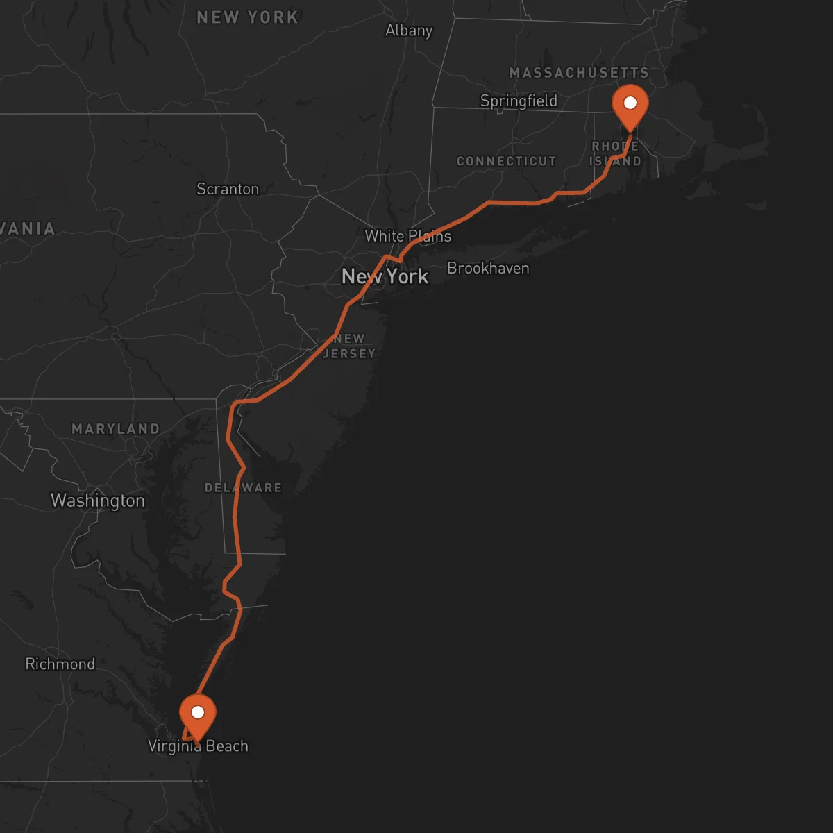 Ruta Providence - Virginia Beach