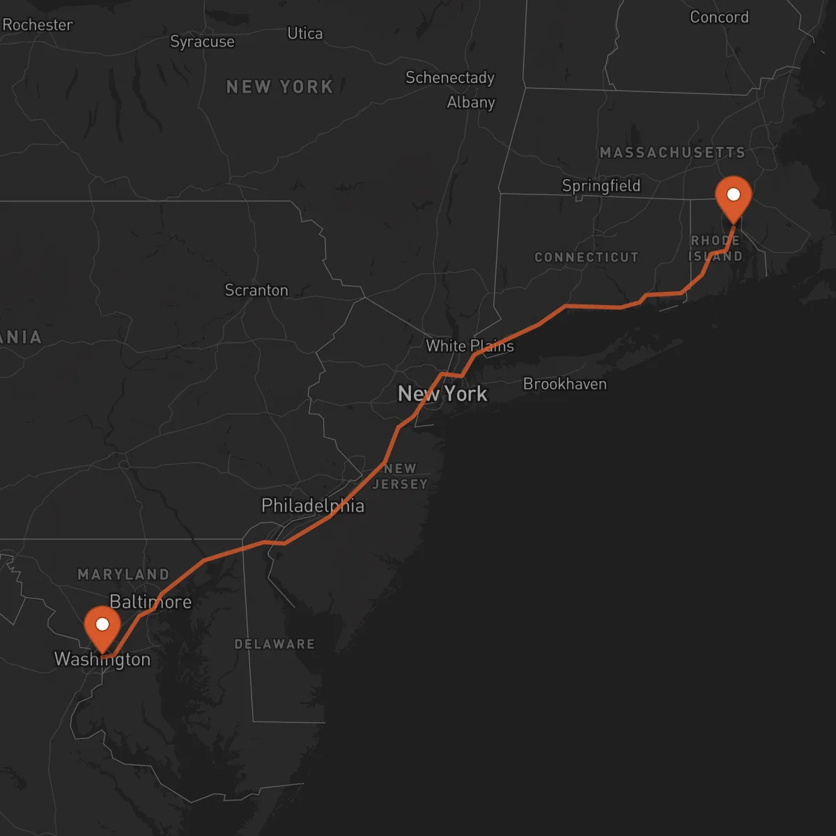 Ruta Providence - Washington D.C.