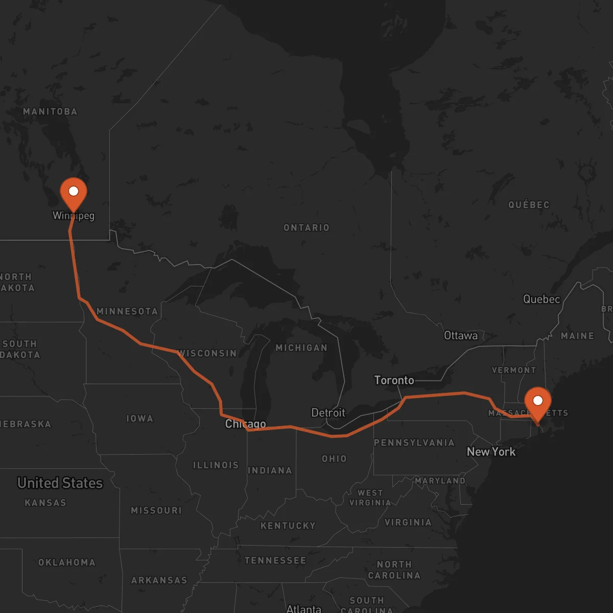 Ruta Providence - Winnipeg