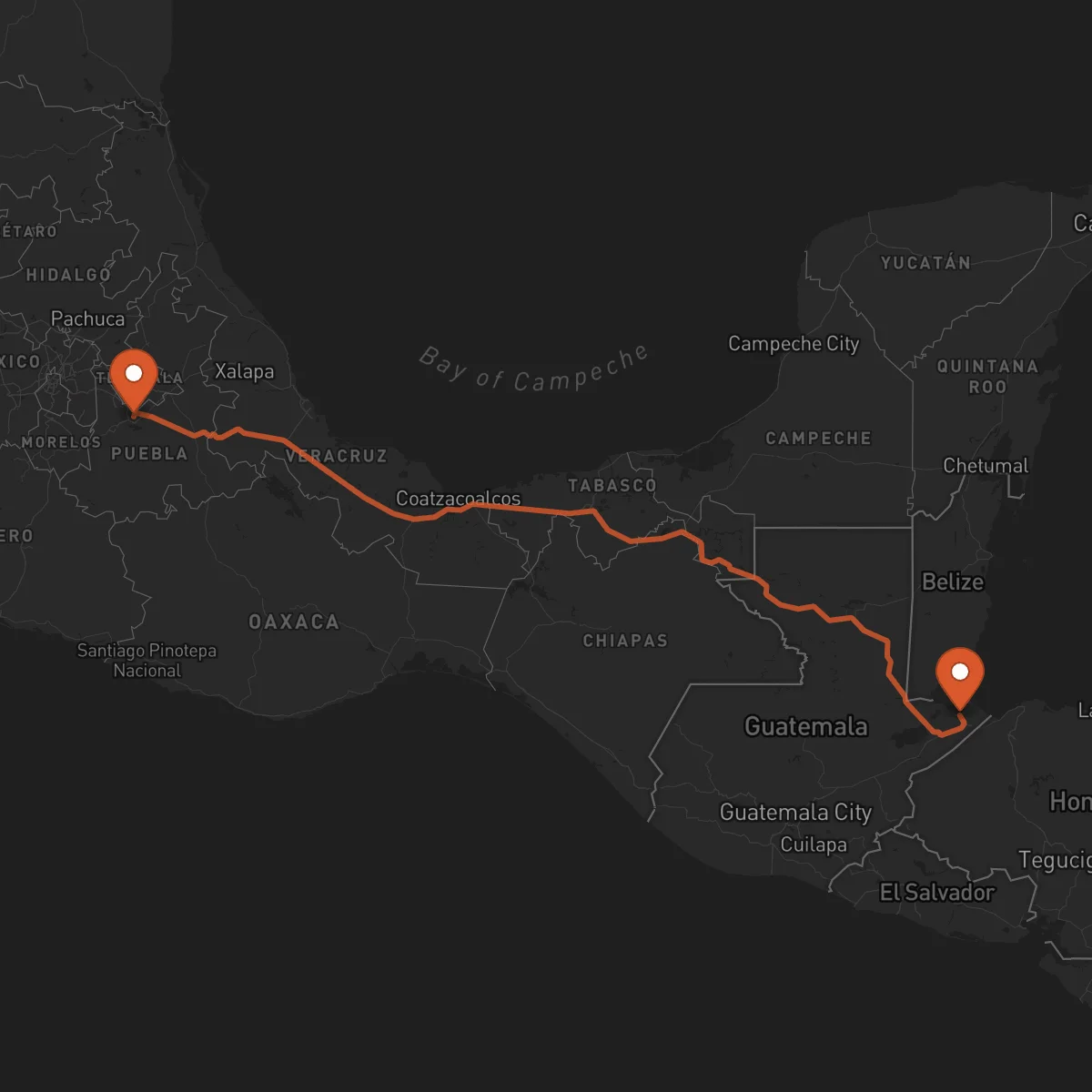 Ruta Puerto Barrios - Puebla de Zaragoza
