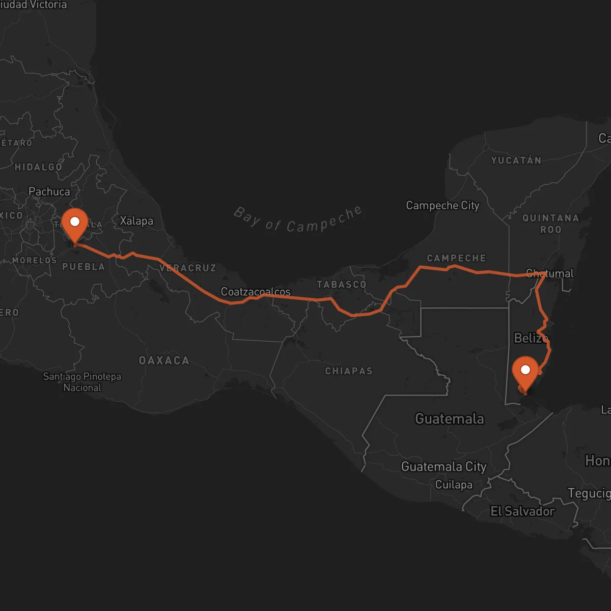 Ruta Puebla - Punta Gorda