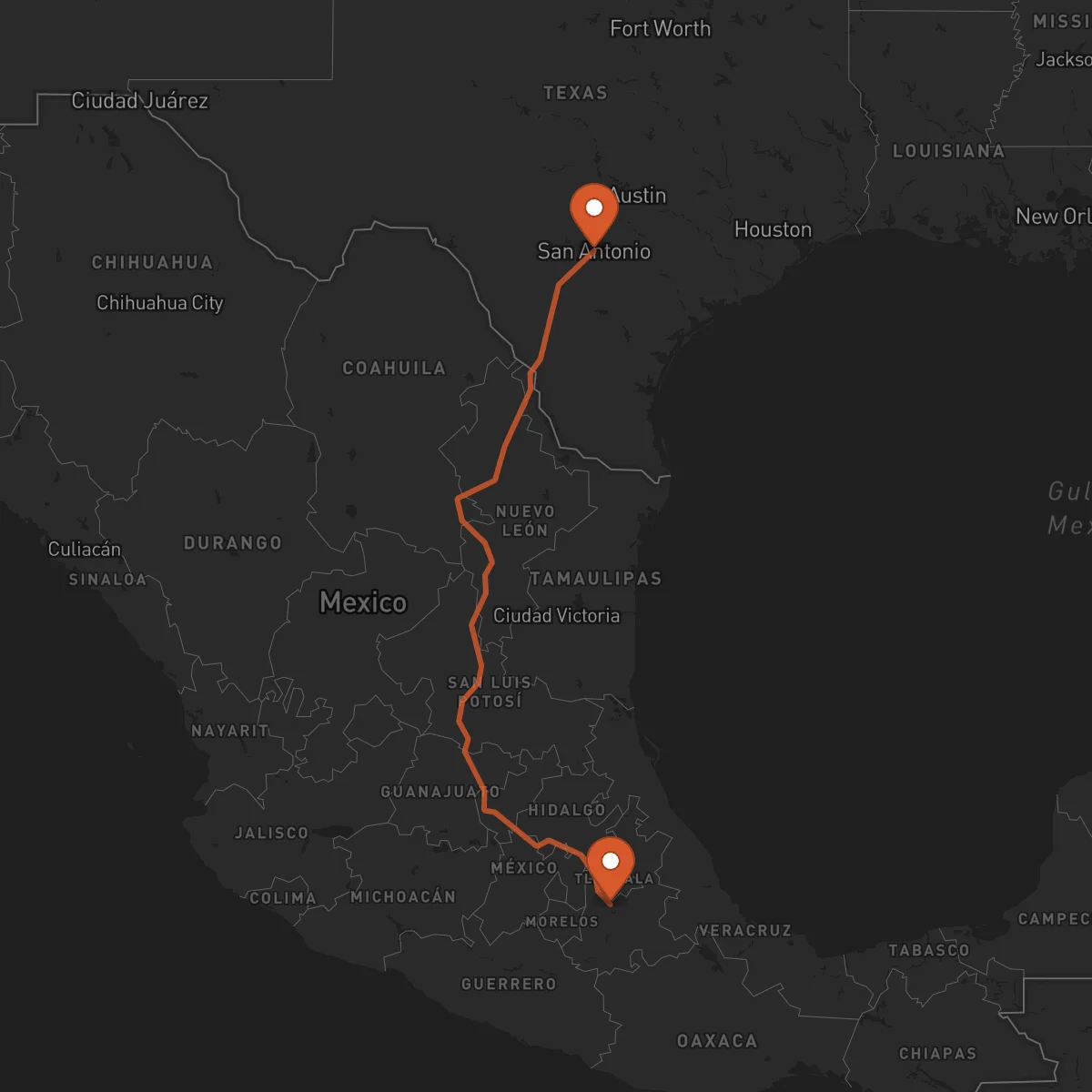 Ruta Puebla - San Antonio