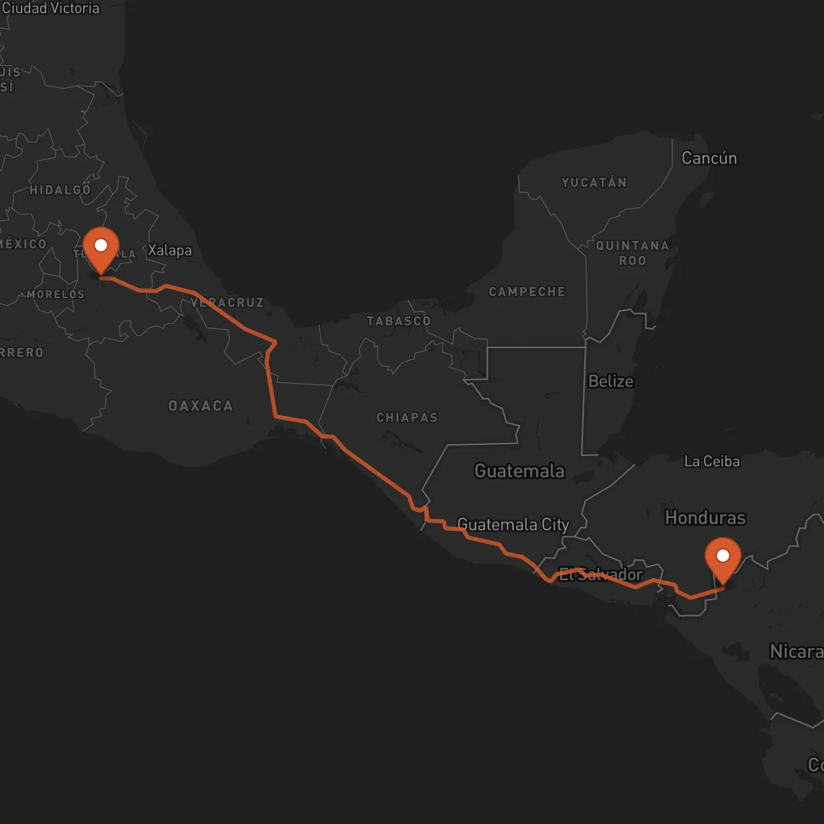 Ruta Puebla de Zaragoza - Somoto