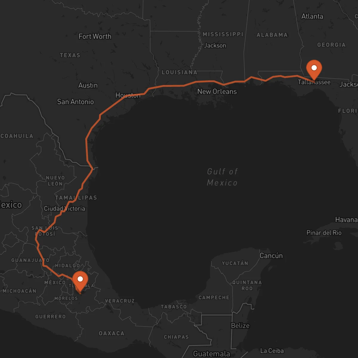 Ruta Tallahassee - Puebla de Zaragoza