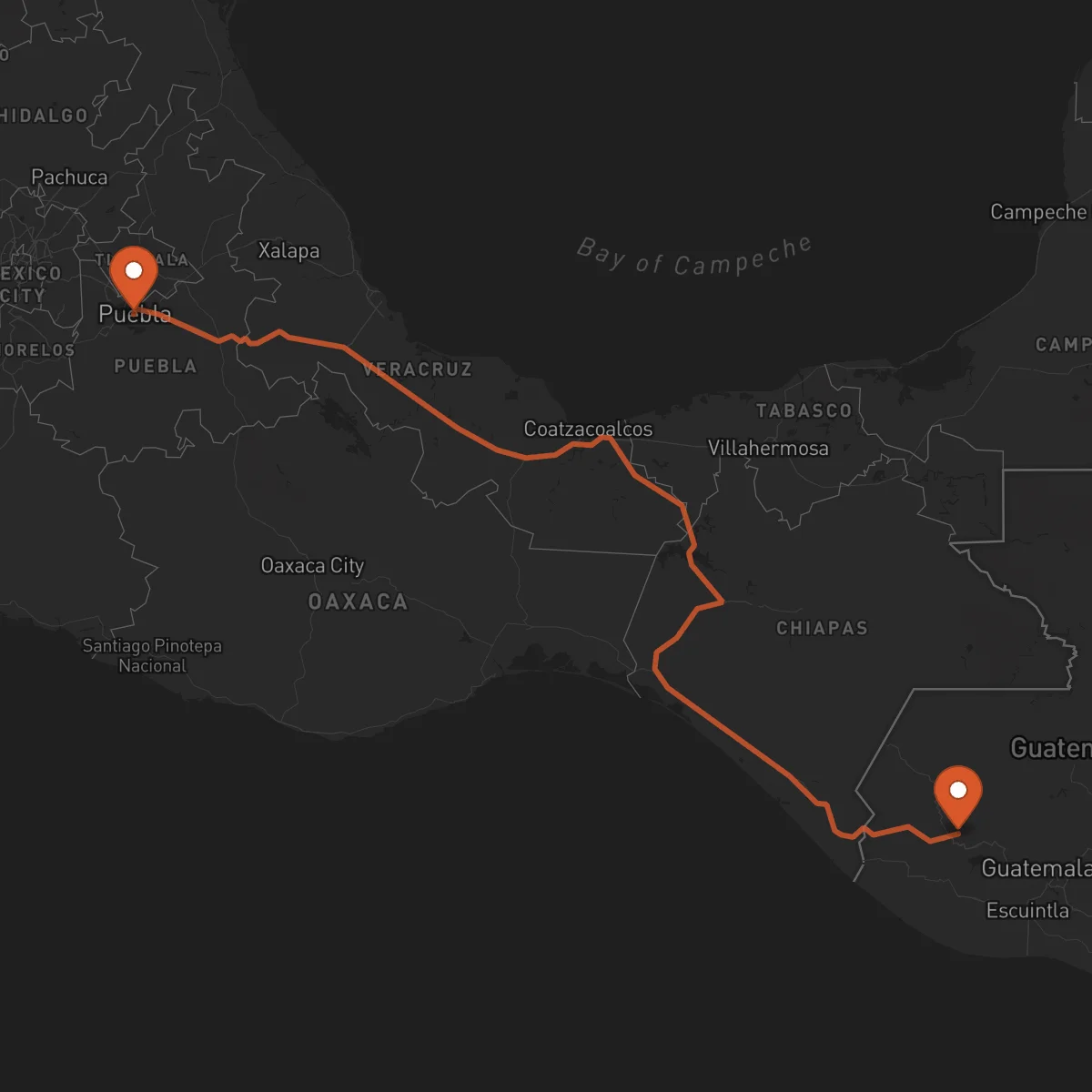 Ruta Puebla de Zaragoza - Totonicapán
