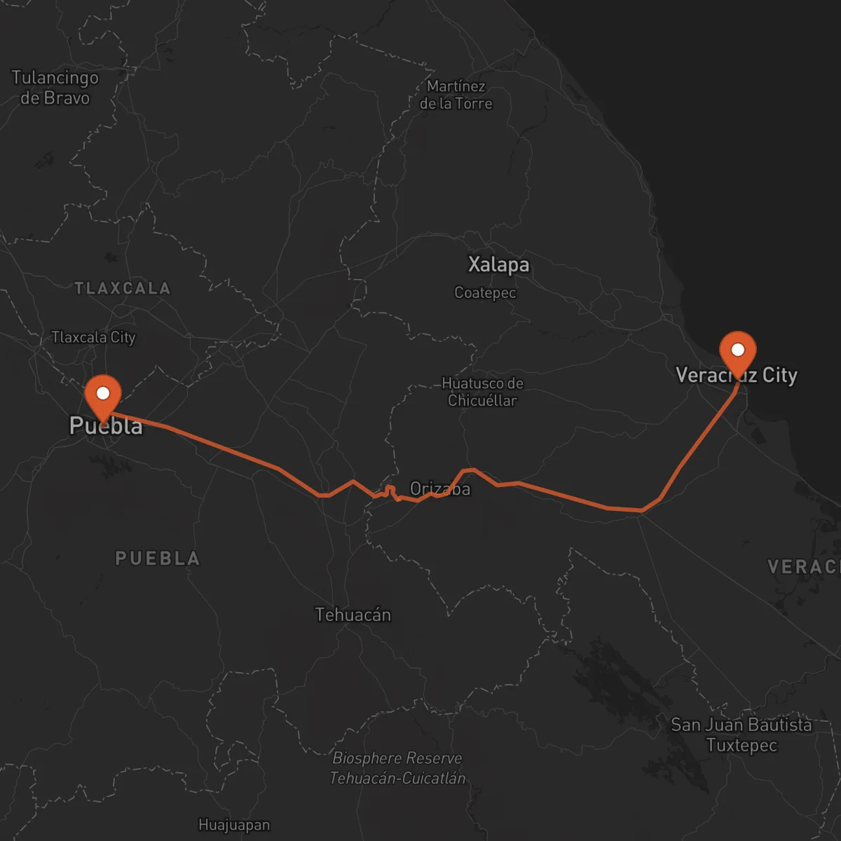 Ruta Veracruz - Puebla de Zaragoza