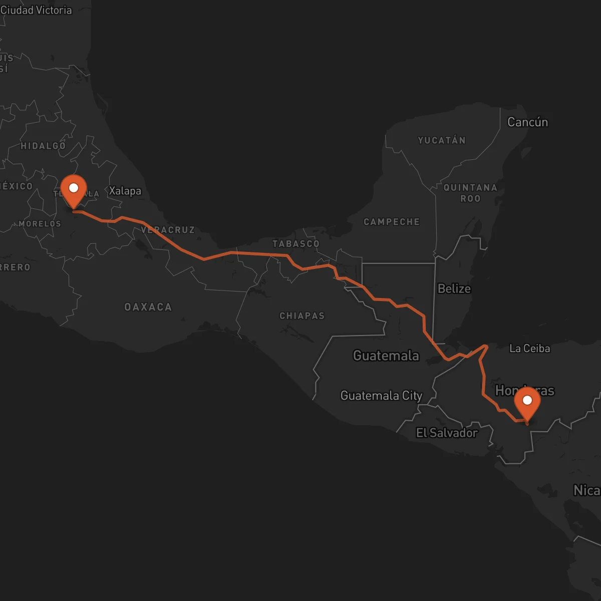 Ruta Puebla de Zaragoza - Yuscarán